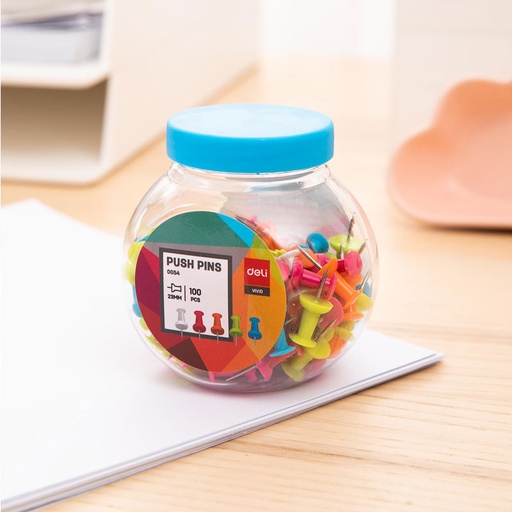 [0054] Punaises D'affichage DELI 23mm Boite de 100 Pièces Multi-Couleurs