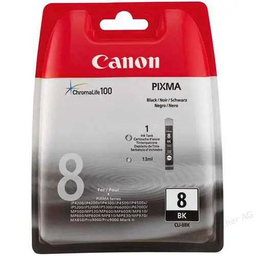 [0620B001AF/0620B024AA] Cartouche D'encre CANON CLI-8BK Noir pour Imprimantes IX4000 