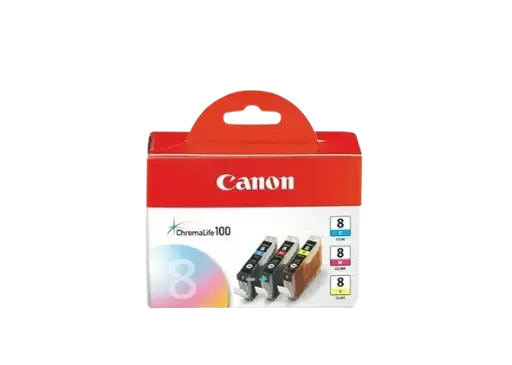 [0621B029AA] Pack De 3 Cartouches D'encre CANON CLI-8 Couleur CMY  Pour Imprimantes Pixma iP6600D iP6700D Pro9000 Pro9000 Mark II