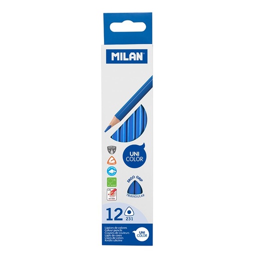 [0722315212] Crayons De Couleur Uni color Bleu Cyan MILAN 231 Boite De 12