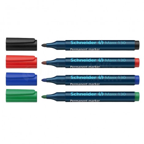 [113094] Marqueur Permanent SCHNEIDER Maxx 130 ogive Jeu de 4 Couleurs