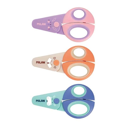 [14690716] Ciseau Ecolier MILAN Funny 12.2 cm à Pointe Arrondi Multi-Couleurs en Plastique