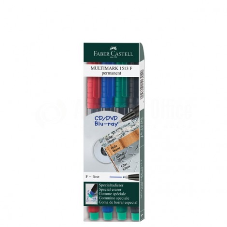 [151304] Marqueur Permanent FABER CASTELL F Jeux de 4 Couleurs