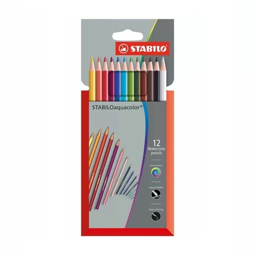 [1612-3] Pochette de 12 Crayons de couleur Aquarelle STABILO Aquacolor 