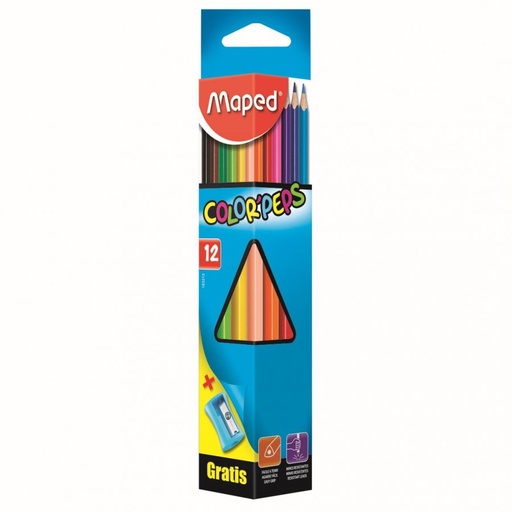 [183213] Crayons De Couleur MAPED Boite De 12 Avec Taille Crayon