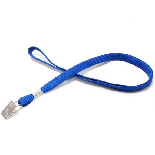 [21-01 1CM/B] Cordon Pour Porte Badge 10mm en Tissu Bleu avec Sécurité 