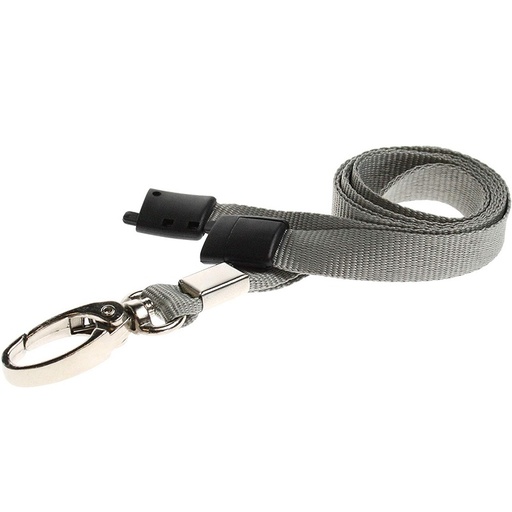 [21-01 1CM/G] Cordon pour Porte Badge 10mm avec Sécurité Gris