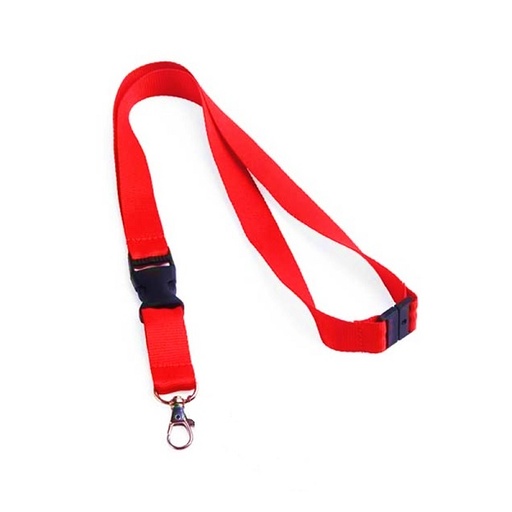 [21-01 1CM/RD] Cordon Pour Porte Badge 10mm Rouge  en Polyester avec Sécurité