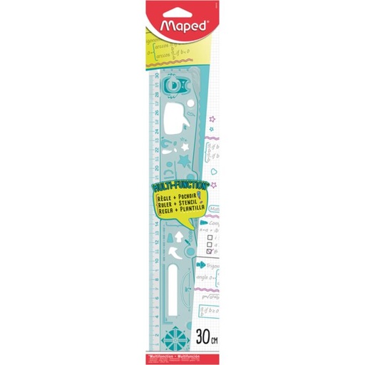 [250310] Règle scolaire MAPED Geonotes 30 cm Multi-Fonctions Multi-Couleurs