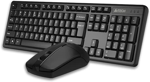 [3000N] Kit Clavier Souris sans Fil A4TECH Bilingue étanche Fr/Ar Noir