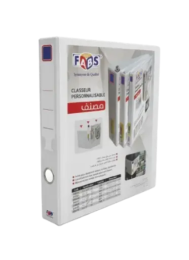 [36016] Classeur 4 Anneaux FABS A4 en PP 16mm Blanc