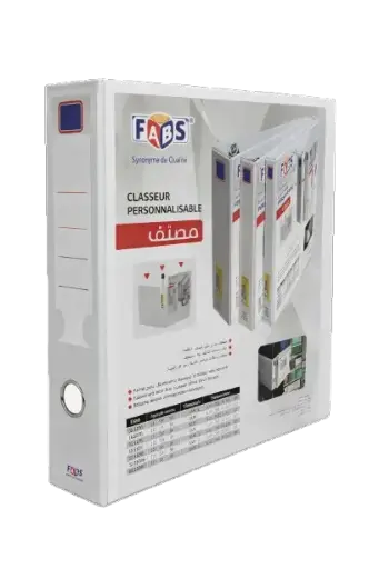 [36065] Classeur 4 Anneaux FABS A4 en PP 65mm Blanc