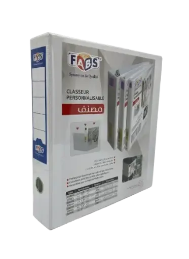 [36076] Classeur 4 Anneaux FABS A4 en PP 76mm Blanc