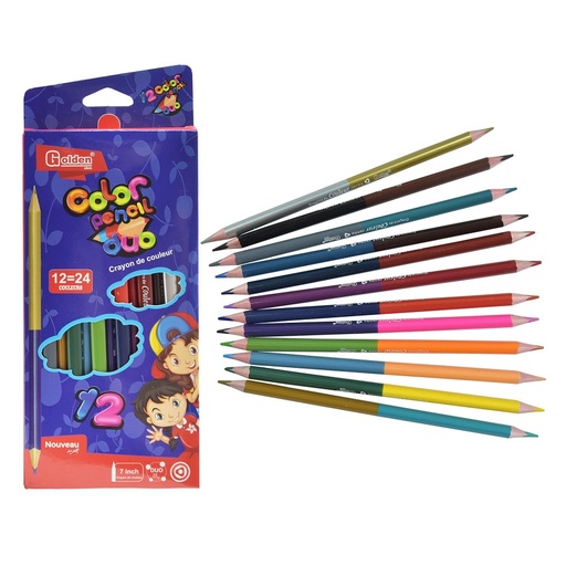 [37209] Crayons De Couleur GOLDEN Double Tête Boite De 12