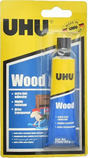 [37585] Colle Blanche UHU Wood à Bois Résistant 27ml sous Blister