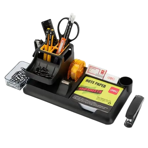 [38252A] Plumier de Bureau DELI avec 17 Pièces Noir