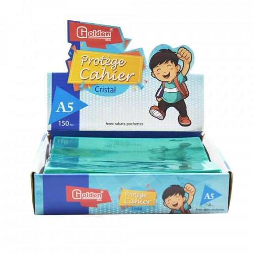 [41034] Protège Cahier GOLDEN Cristal A5 PF Vert