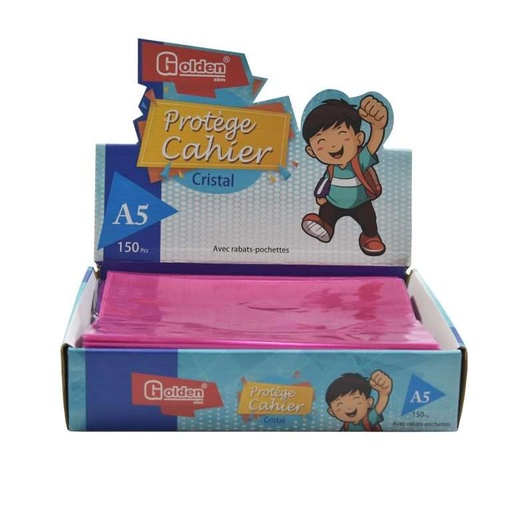 [41039] Protège Cahier GOLDEN Cristal A5 PF Rose