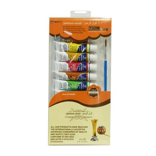 [46004] Boite de Peinture GOLDEN Giorgione Vitrail 12ml de 12 Tubes avec Pinceau