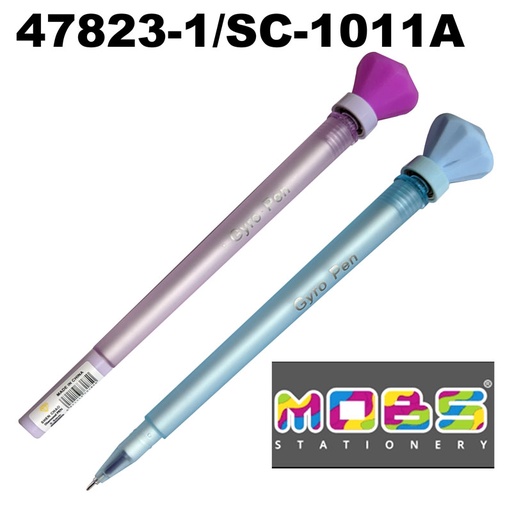 [47823-1/SC-1011A] Stylo Fantaisie MOBS Gyro en plastique, tête forme diamant, 0.5mm Bleu