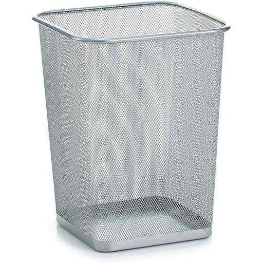 [5184] Corbeille à Papier Métallique TECHNO Carrée Gris