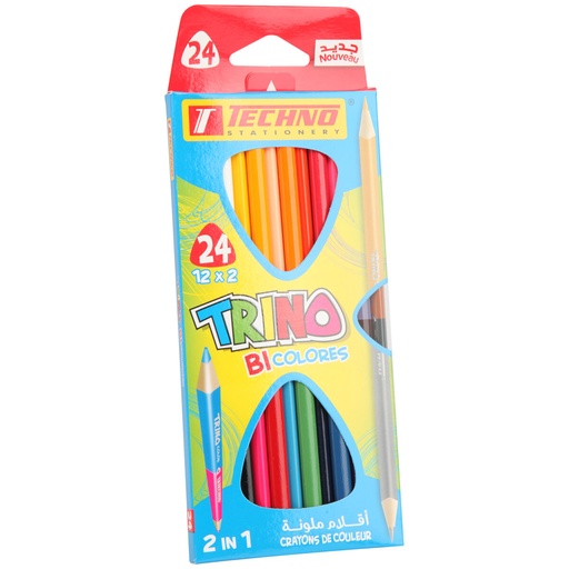 [5296] Crayons De Couleur TECHNO Trino Double Tête Boite De 12