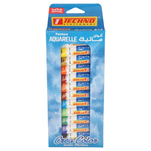 [5336] Boite de 12 Tubes de Peinture Aquarelle TECHNO CreaColor 12ml