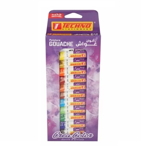 [5337] Boite de Peinture TECHNO CreaColor Gouache 12ml de 12 Tubes