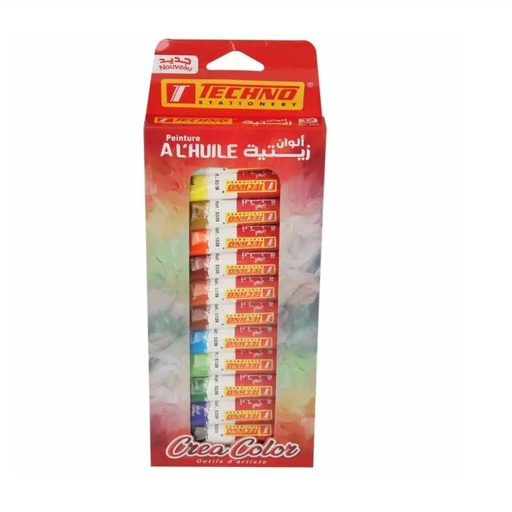 [5339] Boite de Peinture TECHNO CreaColor à L'huile 12ml de 12 Tubes