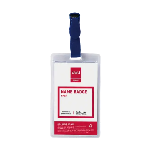 [5753] Porte Badge DELI Vertical 54x90mm en Plastique Transparent 
