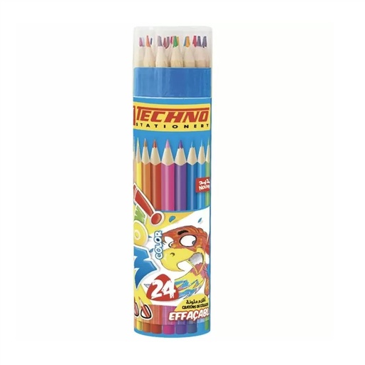 [5805] Crayons De Couleur TECHNO Wow Effaçable Boite En Tube De 24
