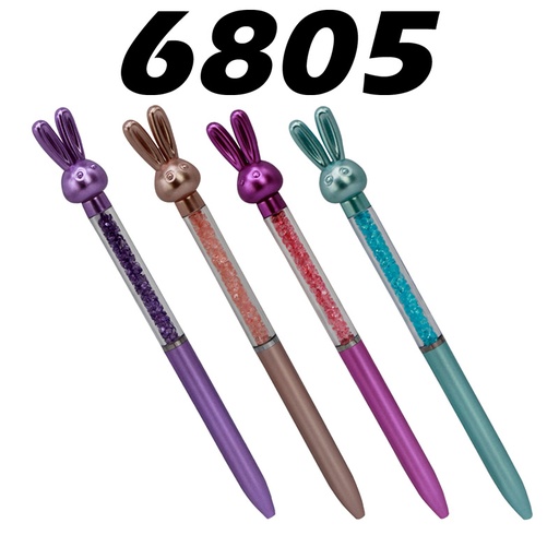 [6805] Stylo Fantaisie MOBS/YAMPAP Aipa 6805 one world one dream, Tube écriture Multi-couleurs à perle de simili diamants, Rétractable tête forme lapin