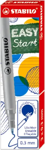 [6890/041] Jeu de 3 Recharges STABILO 0.5mm à encre effaçable pour Stylo roller Original Easy Start Bleu