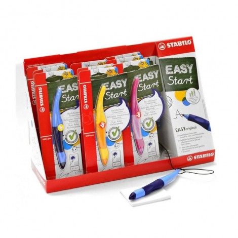 [6890-2-3/R] Stylo Roller Ergonomique STABILO Original Easy Start pour droitiers Rechargeable Bleu