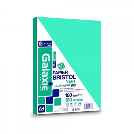 [6907] Fiche Bristol GALAXIE A4 160g/m² Quadrille Vert Paquet de 25 Feuilles