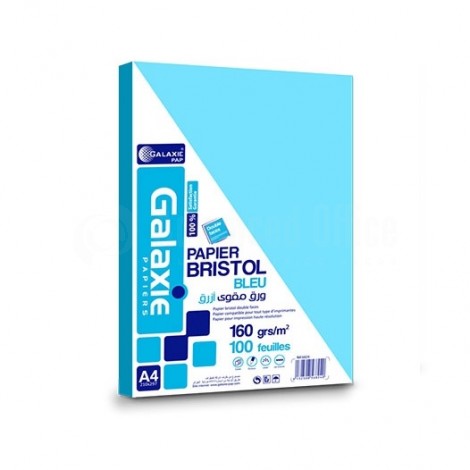 [6908] Fiche Bristol GALAXIE A4 160g/m² Quadrille Bleu Paquet de 25 Feuilles