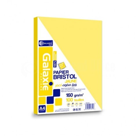 [6911] Fiche Bristol GALAXIE Quadrille A4 160 g/m² Jaune Paquet de 25 Feuilles