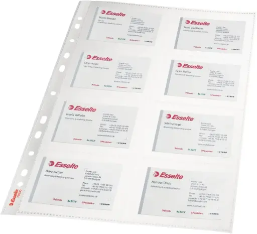 [78930] Rame 10  Pochettes perforée ESSELTE plastique A4 pour carte de visite 1.5 Mic