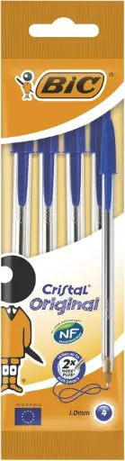 [8028004] Pochette de 4 Stylos à Billes BIC Cristal Grip