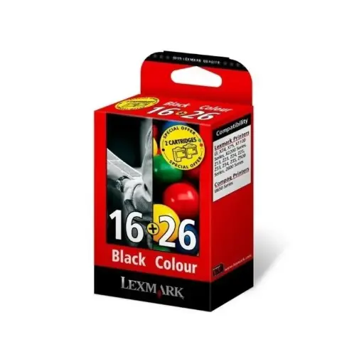 [80D2126] Pack de 2 Cartouches D'encre LEXMARK N°16 Noir N°26 Pour Imprimantes X75 , X2250 , X1190 , X1270 , i3 , Z33 , Z605 , Z615 , Z640