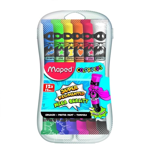 [810520] Boite de Peinture MAPED Color'Peps Gouache 12ml de 12 Tubes