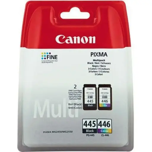 [8283B004AA] Pack de 2 Cartouche D'encre CANON PG445 et CL446 Couleur pour Imprimantes Pixma IP2840 MG2440
