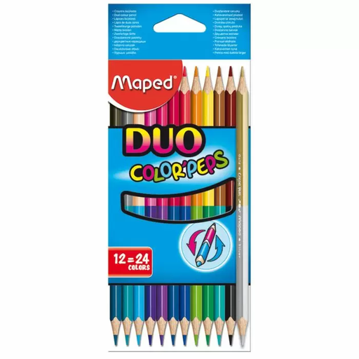 [829600] Crayons De Couleur MAPED Bicolore Double Tête Boite De 12