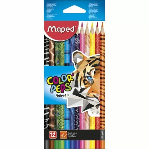 [832212] Crayons De Couleur MAPED Color'Peps Animals Boite De 12