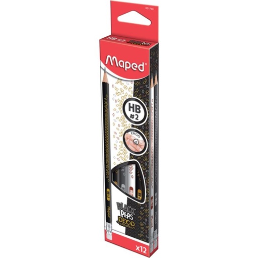 [851760] Crayon Graphite MAPED Deco HB Noir avec Gomme