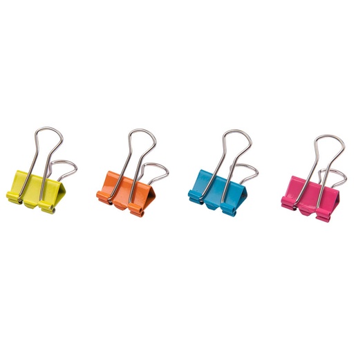 [8558] Binder Clips DELI Efforless 19mm Boite de 25 Pièces Multi-Couleurs