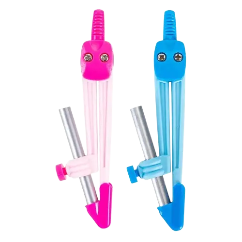 [8621] Compas à Bague Écolier DELI Rainbow Dolls Bleu et Rose avec Crayon en Boite PP