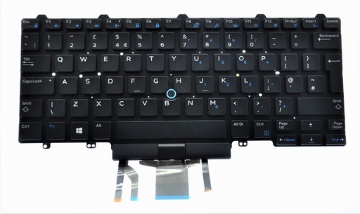 [9170J] Clavier DELL Qwerty Pour Laptop DELL Latitude 5490 7490 Rétroéclairé  Noir
