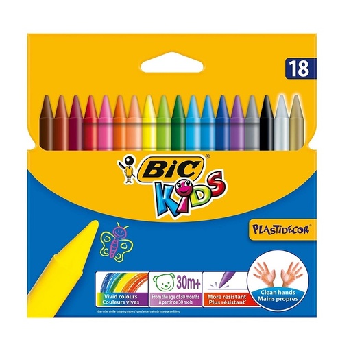 [927830] Crayons De Couleur En Cire Bic Kids Wax Boite De 12 Mini
