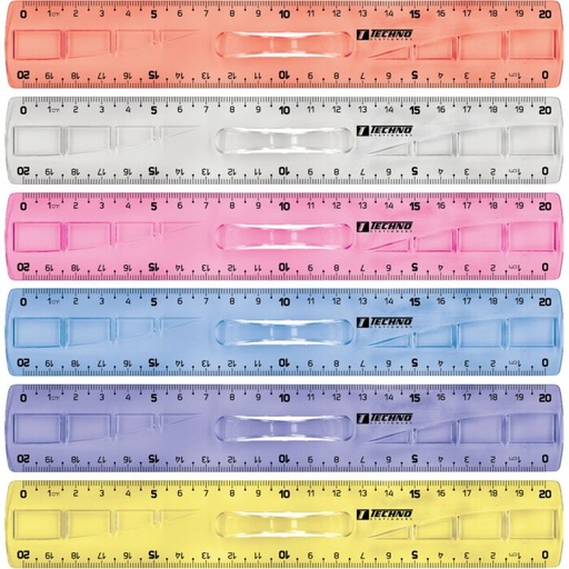 [9502] Règle Scolaire TECHNO 20cm Multi-Couleurs